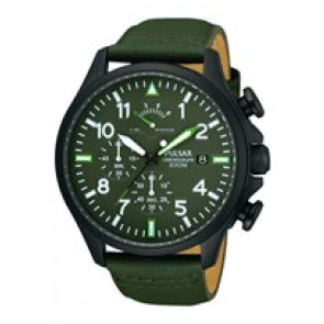 Pulsar horlogeband VD50-X019-PS6055X1 Leder Groen 20mm + groen stiksel