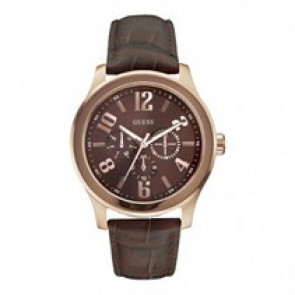 Guess horlogeband W0008G3 Leder Donkerbruin 22mm + bruin stiksel