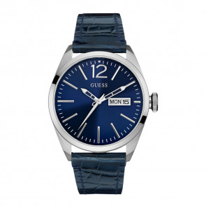 Horlogeband Guess W0658G1 Leder Blauw 24mm