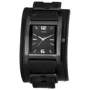 Horlogeband Guess W10609G1 / W85094G1 / W1165G2 Onderliggend Leder Zwart 24mm