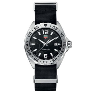 Horlogeband Tag Heuer WAZ1015 / BC0887 Canvas Zwart 21.5mm