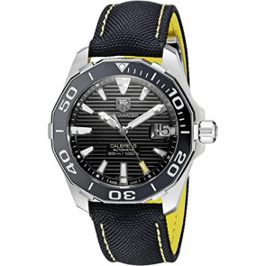 Horlogeband Tag Heuer Way211A / FC6362 Leder/Textiel Zwart 20.5mm