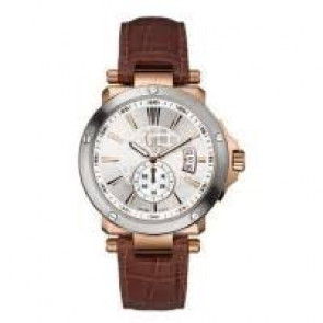Horlogeband Guess X65007G1 / X65006G1S Leder Donkerbruin 10mm