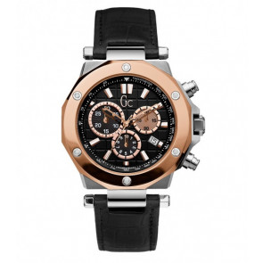 Guess horlogeband X72005G2S Leder Zwart 21mm + zwart stiksel