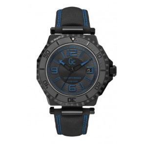 Guess horlogeband X79012G2S  Leder Blauw + wit stiksel