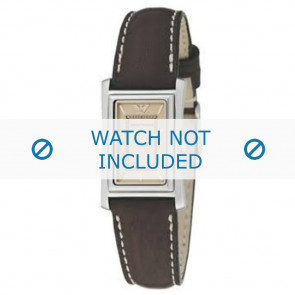Armani horlogeband AR-0153 Leder Bruin 16mm + wit stiksel
