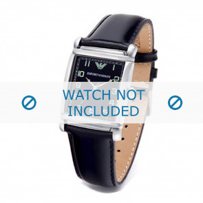 Horlogeband Armani AR0206 / AR5600 Leder Zwart 22mm
