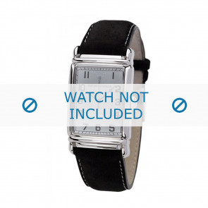 Armani horlogeband AR-0233 Leder Zwart 26mm + wit stiksel