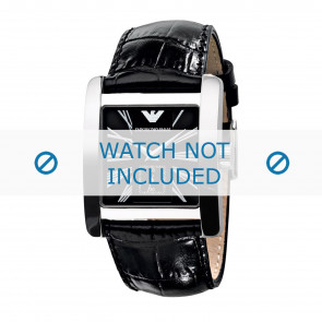Horlogeband Armani AR0180 / AR1640 / AR0186 Leder Zwart 28mm