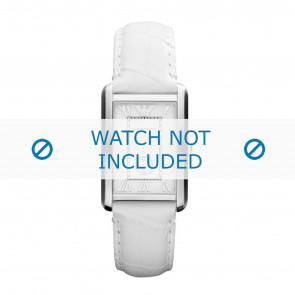 Armani horlogeband AR1672 Leder Wit 18mm + wit stiksel