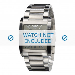 Armani horlogeband AR2010 Roestvrij staal (RVS) Zilver 28mm