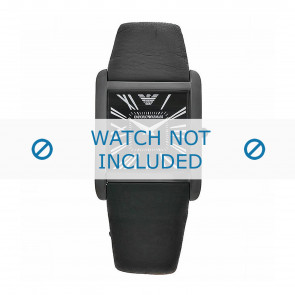 Armani horlogeband AR2027 Leder Zwart 24mm