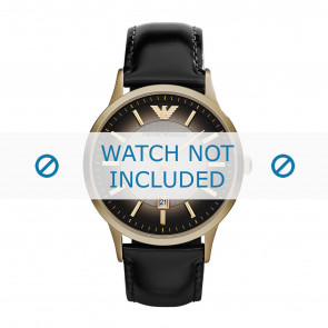 Armani horlogeband AR2467 Leder Zwart 22mm