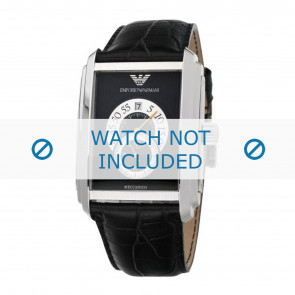 Armani horlogeband AR4200 Leder Zwart 26mm + zwart stiksel