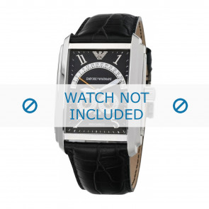 Armani horlogeband AR4204 Leder Zwart 26mm + zwart stiksel