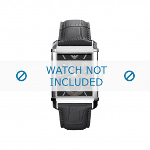 Armani horlogeband AR4235 Leder Zwart 24mm + zwart stiksel