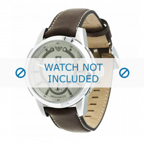 Armani horlogeband AR4601 Leder Bruin 20mm + wit stiksel