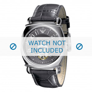 Armani horlogeband AR4635 Leder Grijs 24mm + grijs stiksel