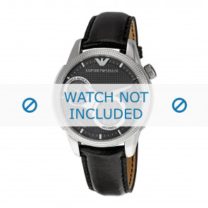 Armani horlogeband AR4643 Leder Zwart 22mm + zwart stiksel