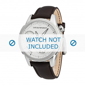 Armani horlogeband AR4644 Leder Donkerbruin 22mm + bruin stiksel