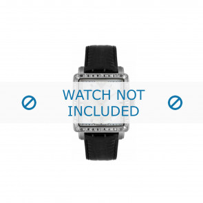 Armani horlogeband AR-5650 Leder Zwart 22mm 