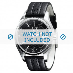 Armani horlogeband AX-1055 Leder Zwart 22mm 