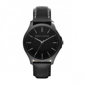 Armani Exchange horlogeband AX2148 Leder Zwart 22mm + zwart stiksel