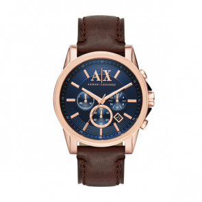 Armani Exchange horlogeband AX2508 Leder Donkerbruin 22mm + bruin stiksel