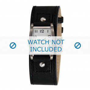 Boccia horlogeband 3147-02-BO3147-02-40 Leder Zwart 25mm + zwart stiksel