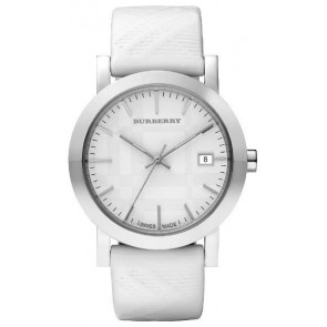 Horlogeband Burberry BU1796 Leder Wit 20mm