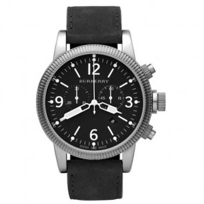 Horlogeband Burberry BU7808 Leder Zwart 22mm