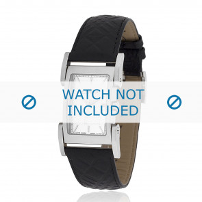 Burberry horlogeband BU1106 Leder Zwart + zwart stiksel