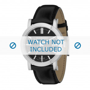 Horlogeband Burberry BU1382 Glad leder Zwart 20mm
