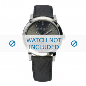 Horlogeband Burberry BU9030 Leder Zwart 20mm