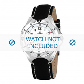 Calypso horlogeband K5154-1 Leder Zwart 21mm + wit stiksel