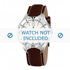Calypso horlogeband K5154-2 Leder Bruin 21mm + wit stiksel