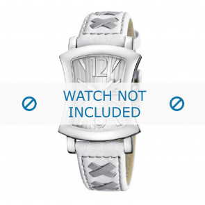 Calypso horlogeband K5198-1 Leder Wit 17mm + grijs stiksel