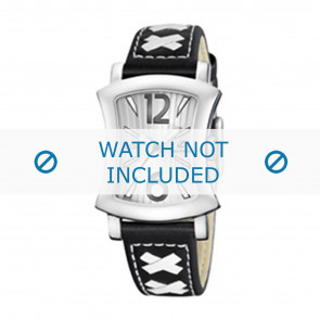Calypso horlogeband K5198-3 Leder Zwart 17mm + wit stiksel