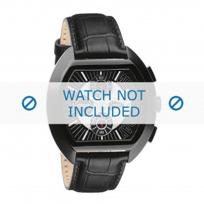 Horlogeband Dolce & Gabbana DW0214 Croco leder Zwart 22mm