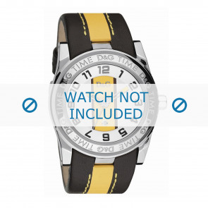 Dolce & Gabbana horlogeband DW0215 Leder Zwart + geel stiksel