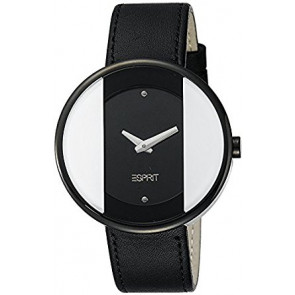 Esprit horlogeband ES103772002 Leder Zwart 18mm + zwart stiksel