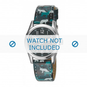 Esprit horlogeband ES103444 / ES103444-40GRGR Leder Groen 16mm + wit stiksel