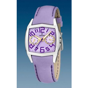 Festina horlogeband F16263-4 Leder Paars + paars stiksel