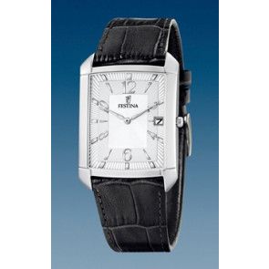 Festina horlogeband F6748-4 / F6748-6 Leder Zwart + zwart stiksel