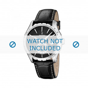 Festina horlogeband F16486/1 Leder Zwart 23mm + wit stiksel
