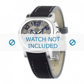 Festina horlogeband F16126.5 / F16126.1 / F16126.7 / F16126.C / F16126.D / F16126.E  Leder Zwart 23mm + wit stiksel