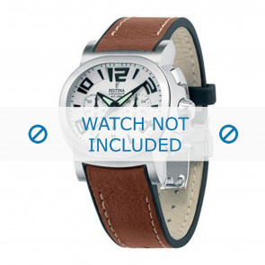 Festina horlogeband F16126.2 Leder Bruin 20mm + wit stiksel