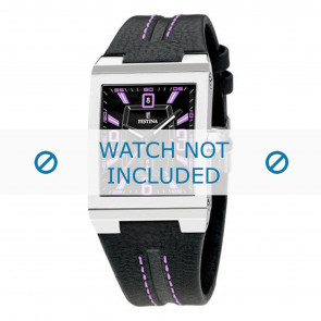 Horlogeband Festina F16185-B / F16295-3 Leder Zwart 16mm