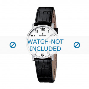 Festina horlogeband F16477-1 / F16477-3 Croco leder Zwart 16mm + zwart stiksel