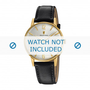 Festina horlogeband F20249-2 / F20249-3 / F20249-4 Leder Zwart 18mm + zwart stiksel